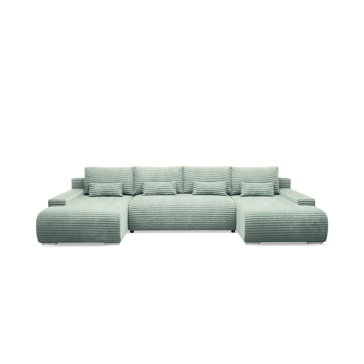 PANORAMASOFA Ivana 4 Sitzplätze Hellgrün - Grün, Holz (350/85/172cm) - Petits-meubles