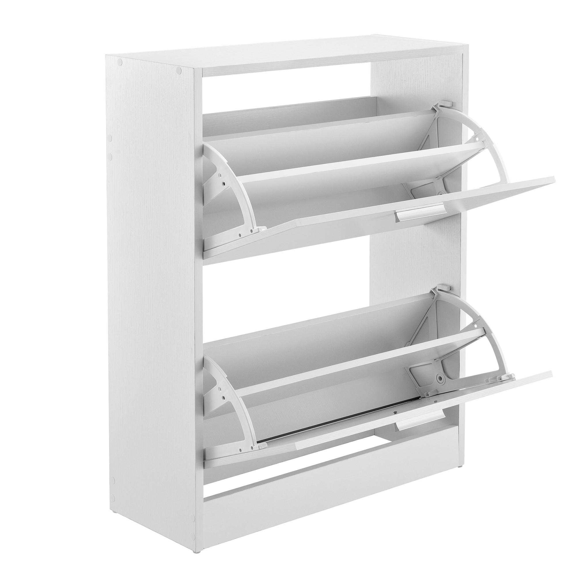 SCHUHSCHRANK Sykkylven - Weiß, Holzwerkstoff (63/81/24cm) - [en.casa]
