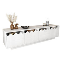 TV-LOWBOARD 170/40/45 cm mit 4 Türen und Glaselementen in Weiß - Weiß, Holzwerkstoff (170/40/45cm) - BEAOK