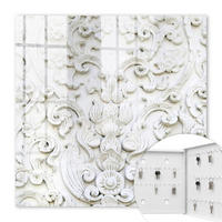 SCHLÜSSELBOX Weiß 30x30 cm – Türöffnung nach rechts - Weiße Ornamente - Weiß, Metall (30/30/5cm) - TULUP