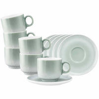 CAPPUCCINOTASSEN MIT UNTERTASSEN Sento Home Aura mint 300 ml 6er Set - Mintgrün, Keramik (0.3L) - Seltmann Weiden