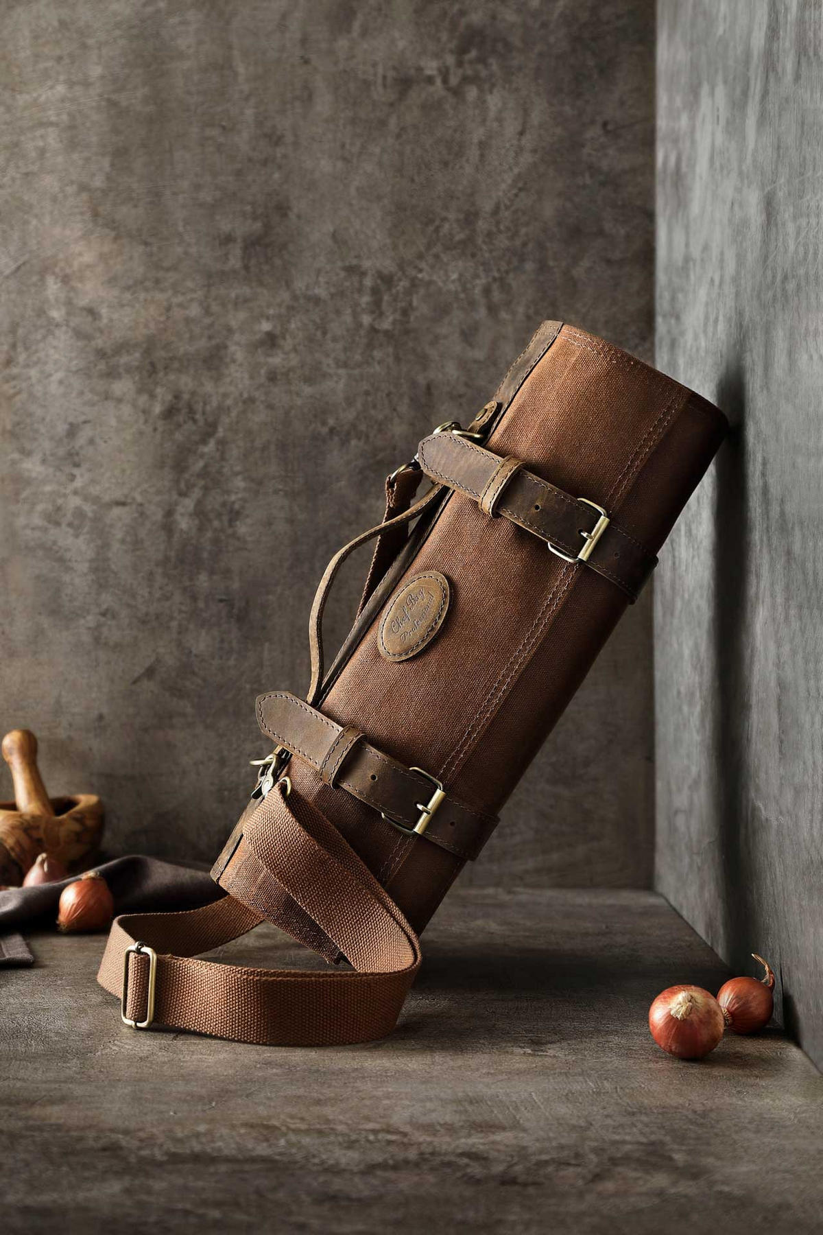 MESSERTASCHE BRAUN 12 SCHLITZE - Braun, Leder (95/1/43cm) - Zayiko