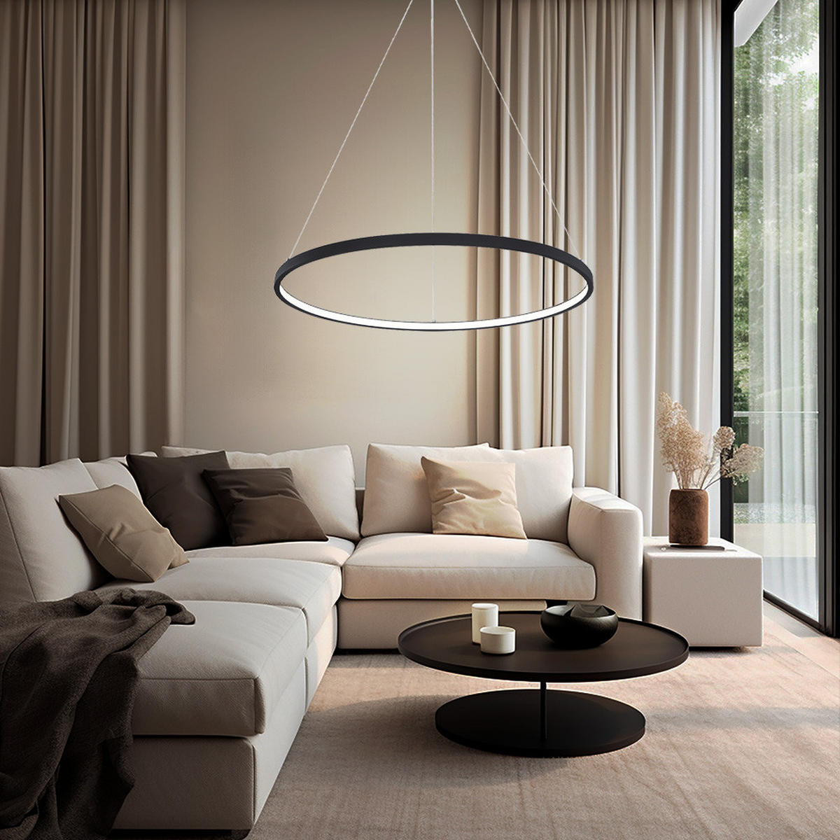 LED HÄNGELEUCHTE RALPH Schwarz Opal - Schwarz, Metall (38.5/38.5/120cm) - Globo Lighting