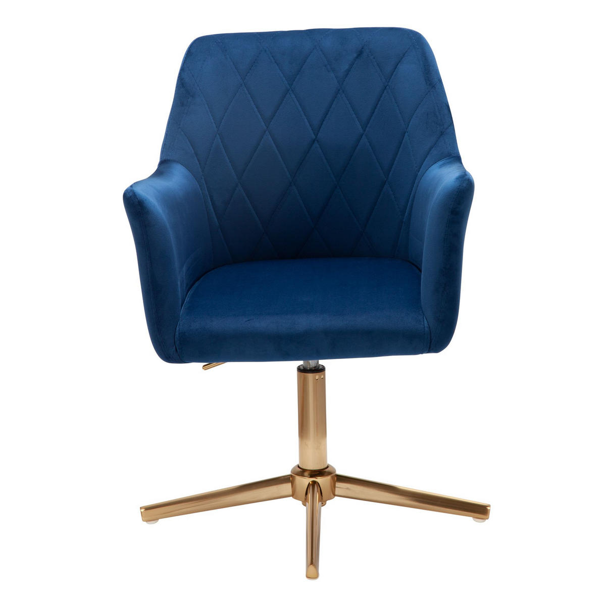 DREHSTUHL Samt mit Armlehnen Eisengestell 360° Funktion, Blau 97x55x55 cm - Blau/Goldfarben, Textil/Metall (97/55/55cm) - KADIMA DESIGN