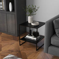 COUCHTISCH aus Stahl 40x40x45 cm in Schwarz mit offenem Regal - Schwarz, Metall (40/40/45cm) - Modfu