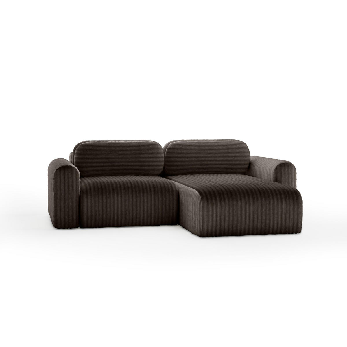 ECKSOFA mit Schlaffunktion Emmen Mini, Dunkelbraun - Dunkelbraun, Textil (246/100cm) - Fedve