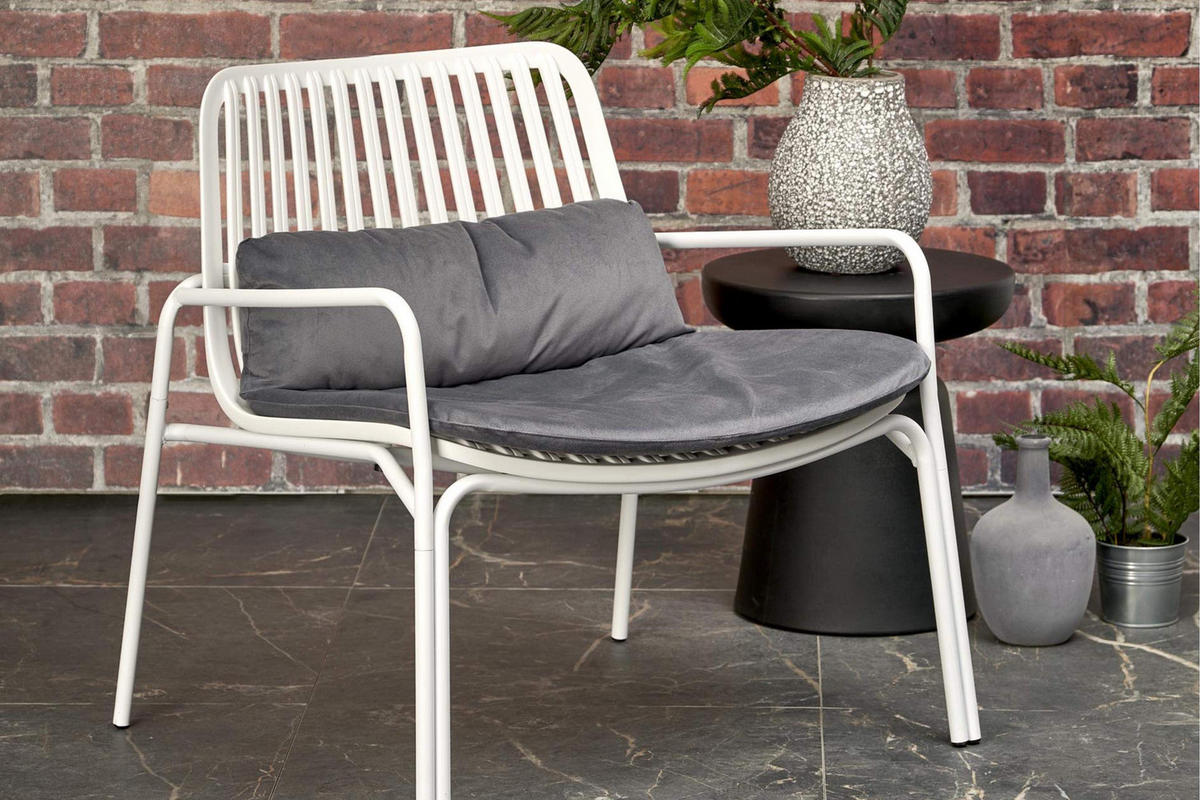 GARTENSESSEL ZALIO modern, weiß/grau - Weiß/Grau, Metall (75/66/71cm) - KONSIMO®