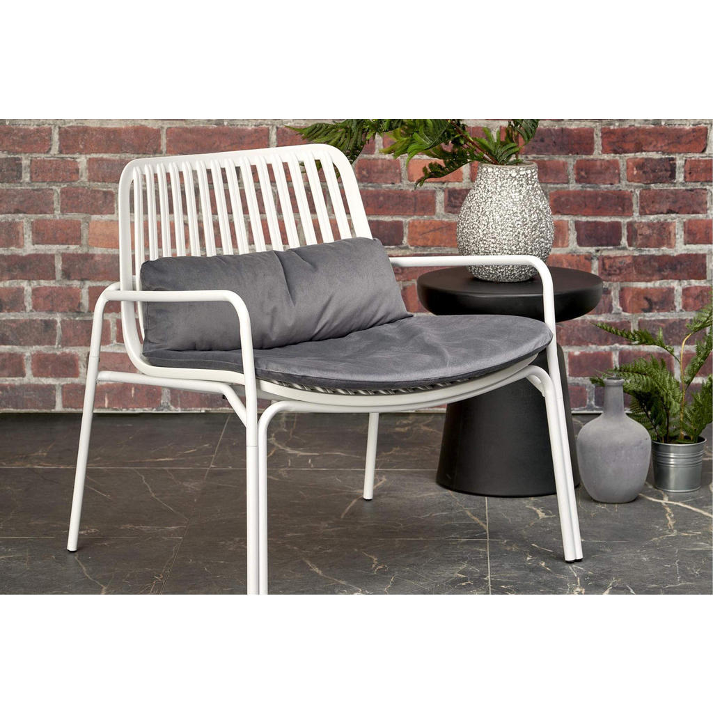 Thumbnail - Konsimo® Gartensessel, Weiß, Grau, Metall, 75x66x71 cm, Gartenmöbel, Gartenstühle, Gartenstühle