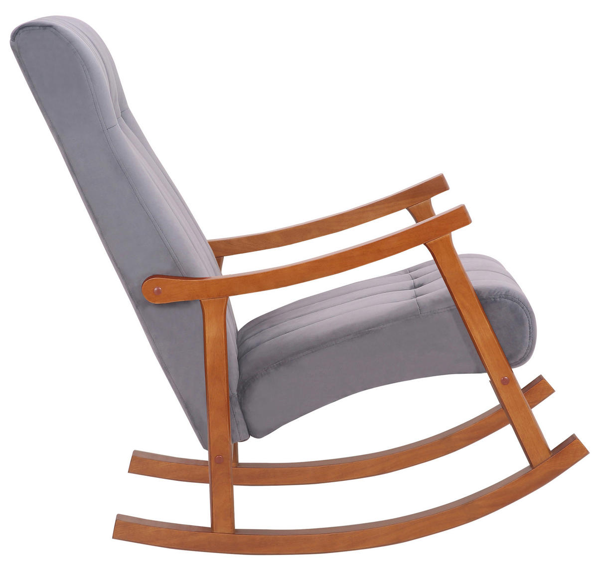 SCHAUKELSTUHL Sarti Samt, Gestell Kautschukholz Walnuss Walnuss/Grau - Walnussfarben/Grau, Holz/Textil (62/98/92cm) - TPFLiving