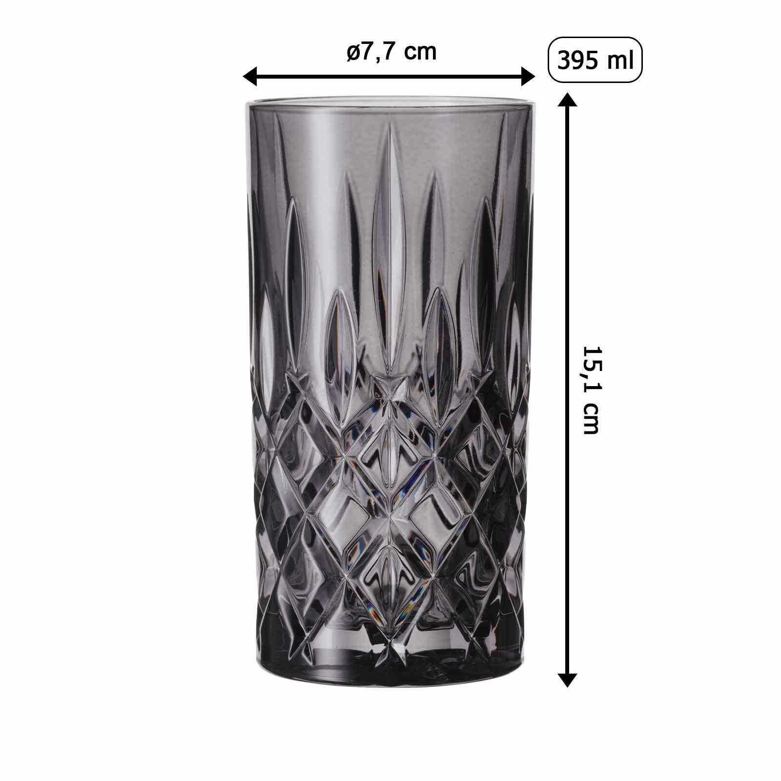 LONGDRINKGLÄSER Noblesse Smoke 395 ml 4er Set - Grau, Glas (0.395L) - Nachtmann