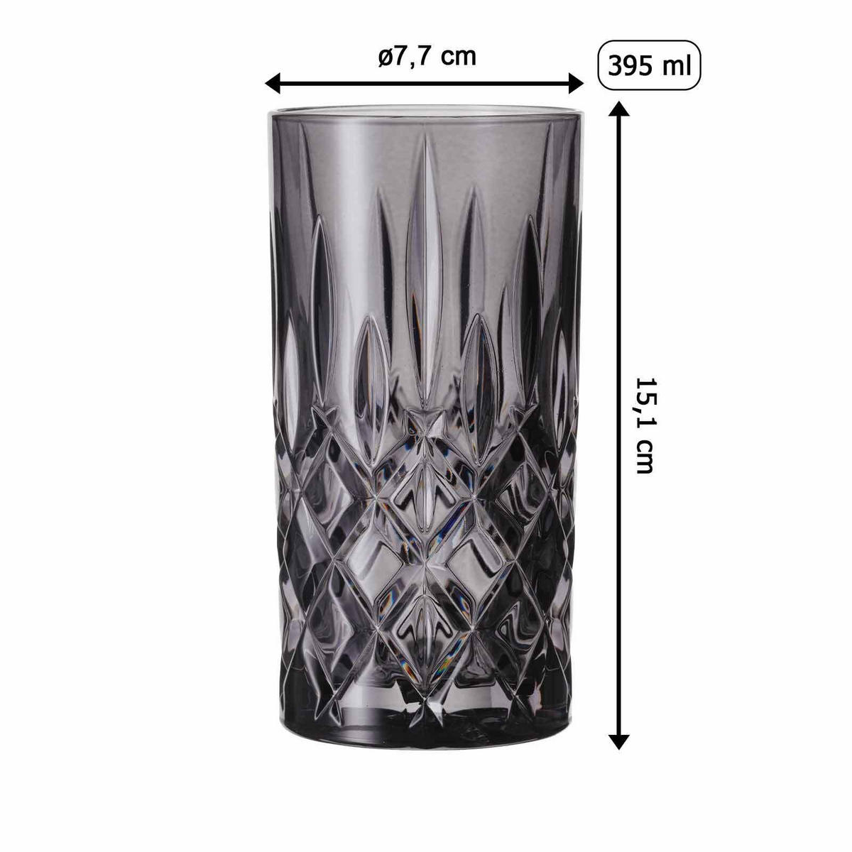 LONGDRINKGLÄSER Noblesse Smoke 395 ml 4er Set - Grau, Glas (0.395L) - Nachtmann