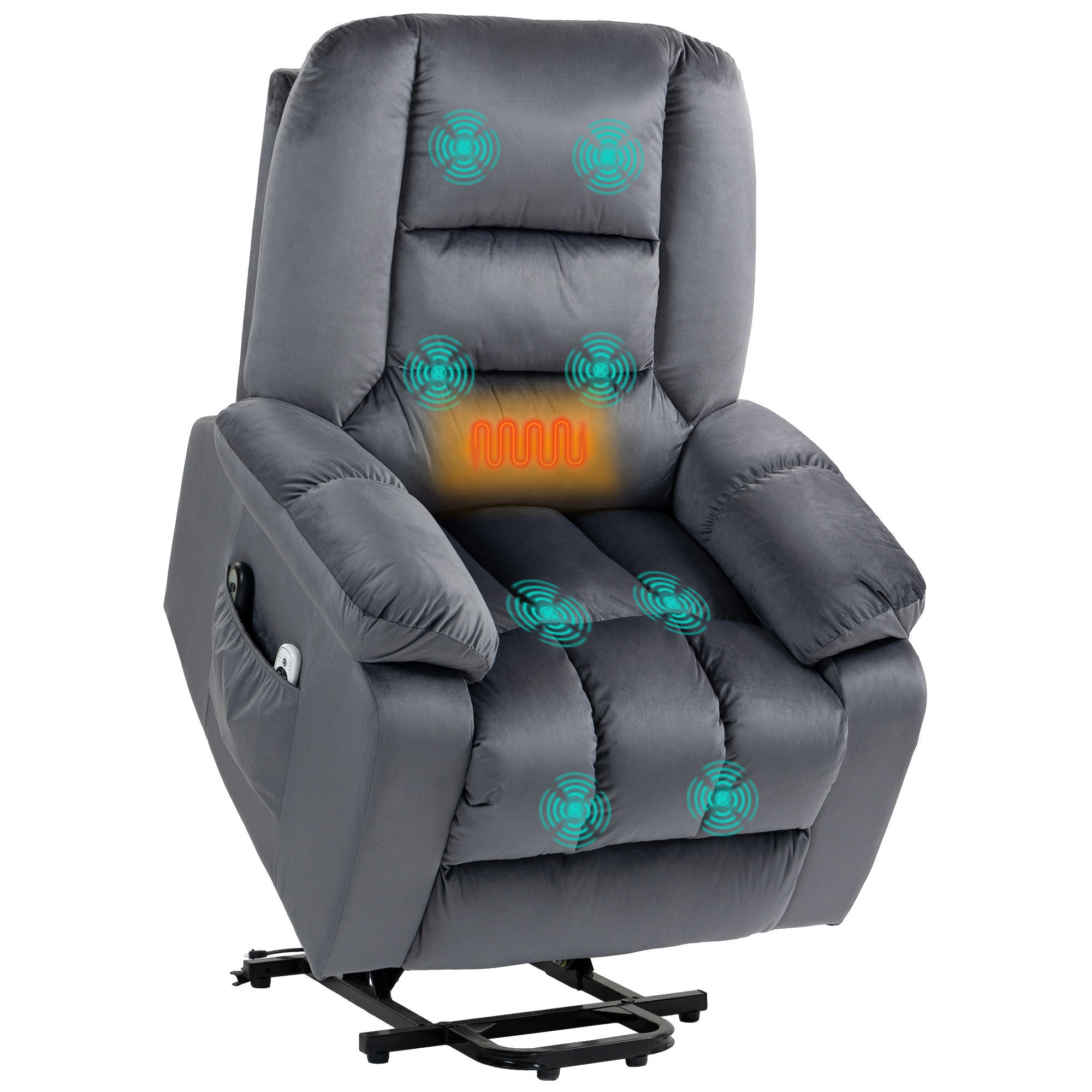MASSAGESESSEL DE-06417 Mit Aufstehilfe, 45° Lift, 150° neigbar, 8 Massagepunkte, USB Grau - Grau, Metall (94/107/85cm) - ComfortXL