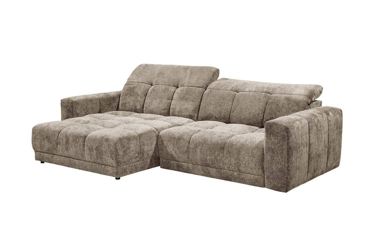 ECKSCHLAFSOFA mit elektronische Sitztiefenverstellung - Taupe/Schwarz, Holz/Kunststoff (297/170cm) - ed exciting design