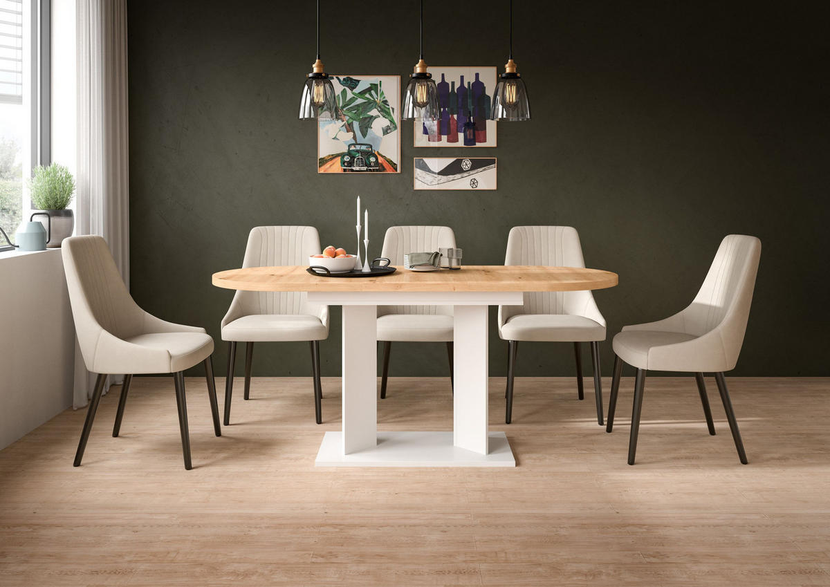 ESSTISCH Gunnar (B/H/T: ca. 170/76/70 cm) in weiß/Artisan Eiche Nachbildung - Weiß, Holzwerkstoff (70/170/76cm)