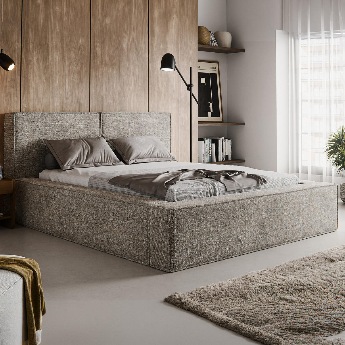 POLSTERBETT LESTI 140x200 cm, Grau - Grau, Textil (200/140cm) - Fedve