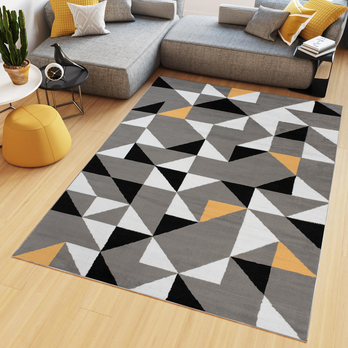 TEPPICH MAYA Grau Dreiecke Geometrisch 250/350 cm - Grau, Textil (250/350cm) - Tapiso