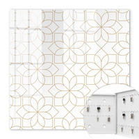 SCHLÜSSELBOX Weiß 30x30 cm – Türöffnung nach rechts - Blumenmuster - Weiß, Metall (30/30/5cm) - TULUP