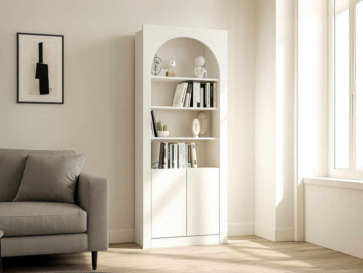 BÜCHERREGAL - 74 cm x 35 cm - holz - weiß Cymora - Weiß, Holz (74/180/35cm) - Vente-Unique