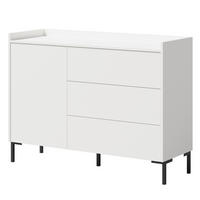 KOMMODE mit Schubladen Liam 1D3S 125 Weiß - Schwarz/Weiß, Holzwerkstoff/Metall (126/92/41cm) - mzm24