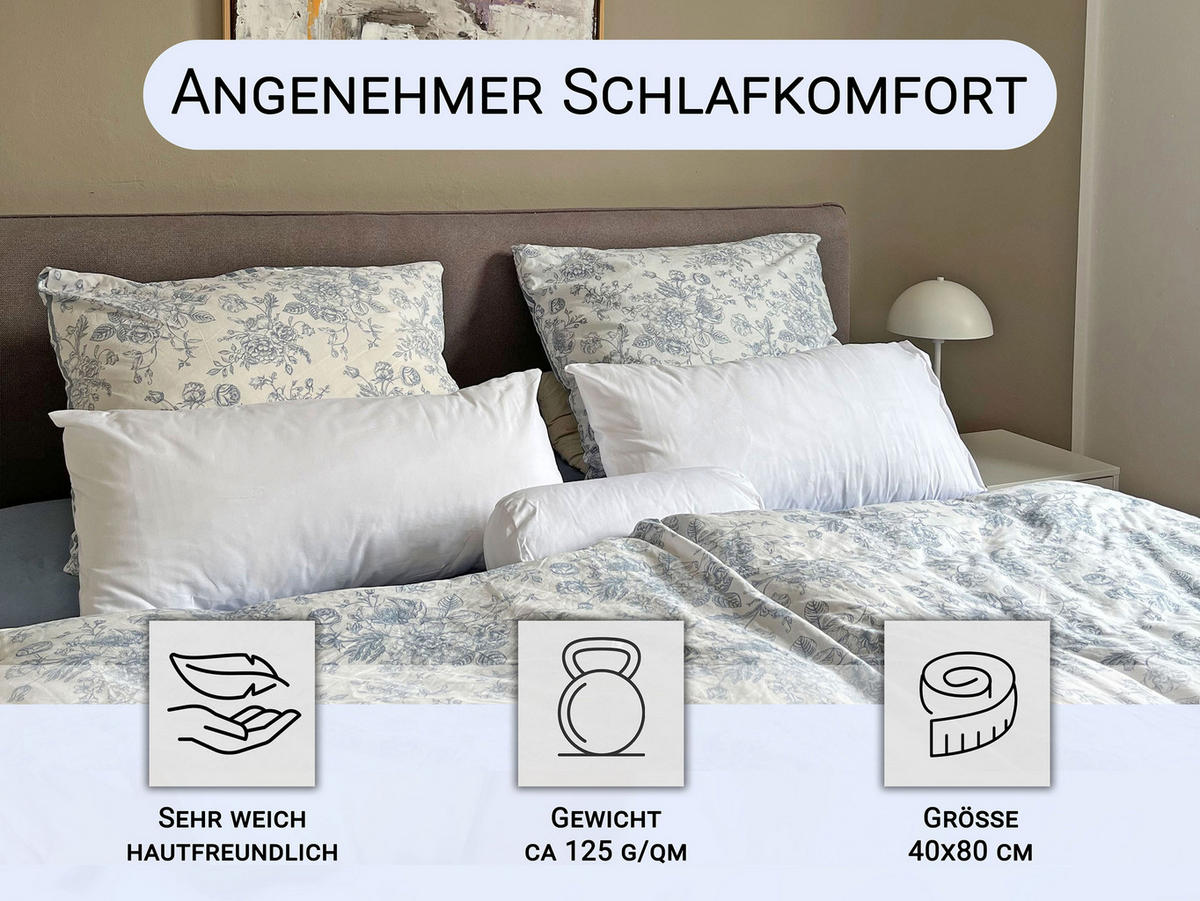 KISSENBEZUG, 2er-Set, 40x80 cm, 100% Baumwolle - Weiß, Textil (40/80cm) - Zollner