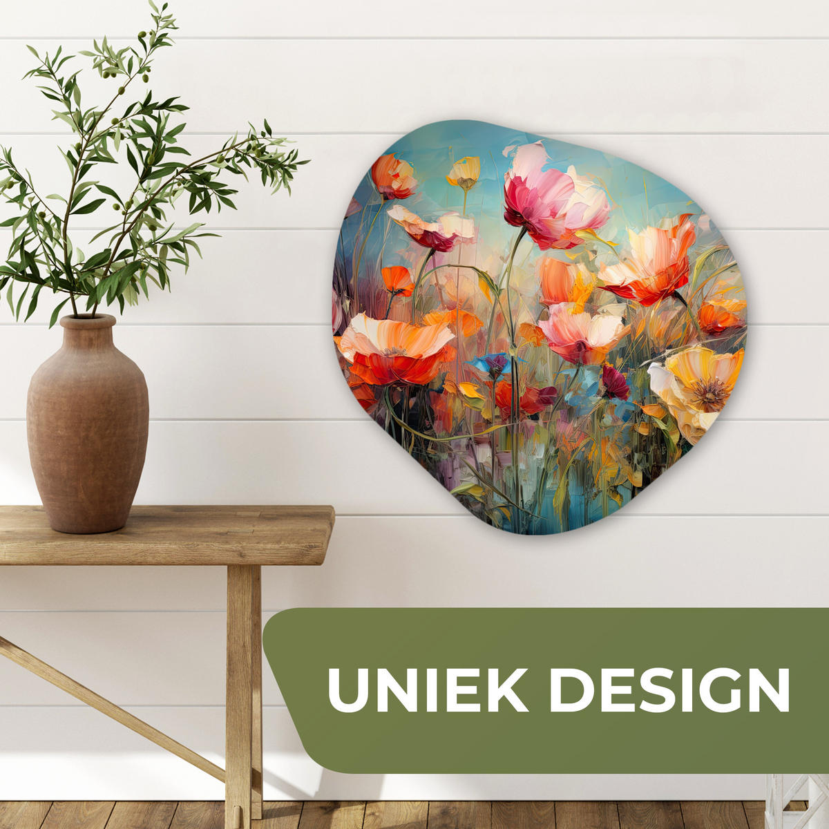 WANDBILD Blumen - Aquarell - Kunst - Botanisch - Natur Wandbild 60x60 cm - Orange, Kunststoff (60/60cm) - MuchoWow
