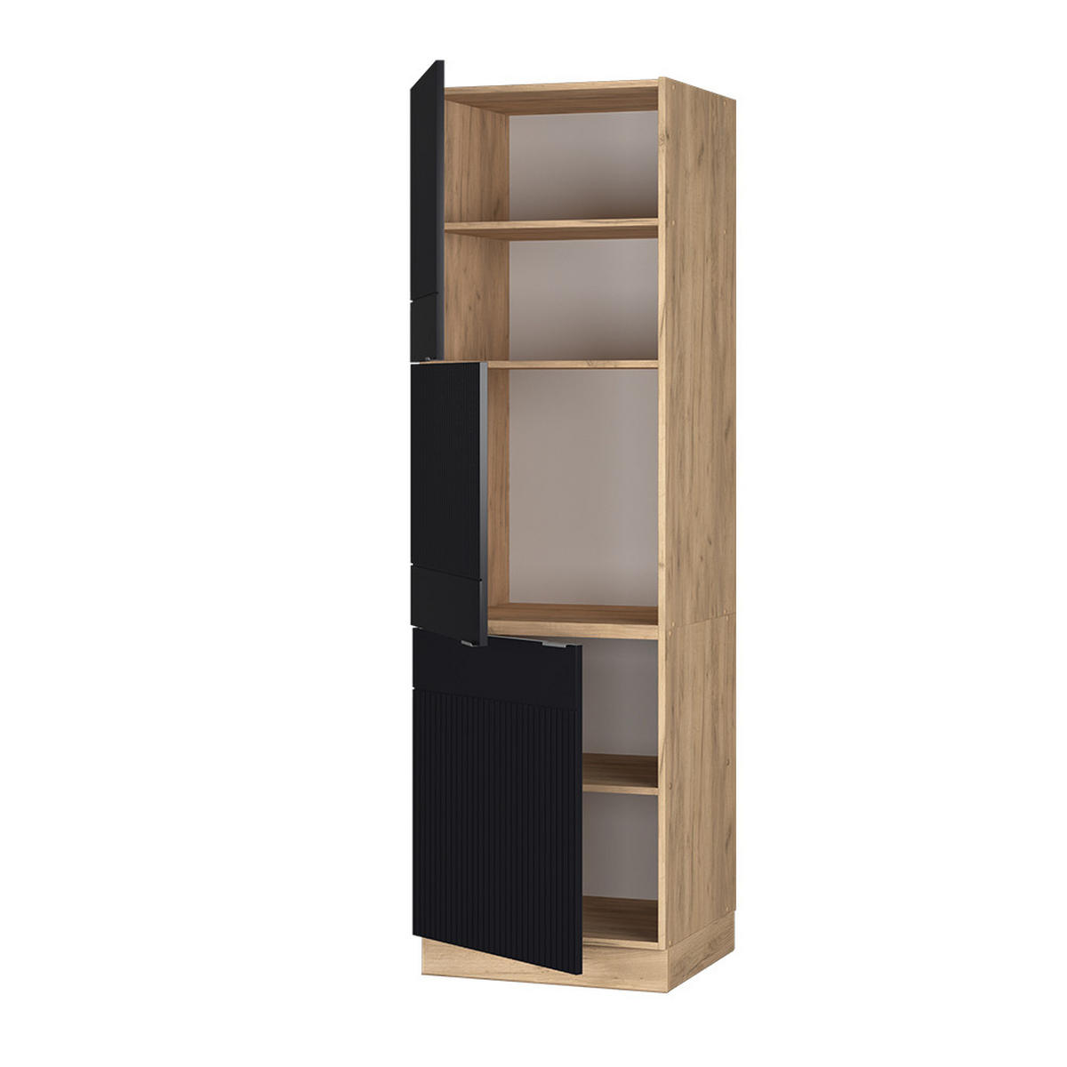 SKŘÍŇKA KE SPORÁKU Fame-Line, černé pruhy, 60 cm - medově dubová/černá, kompozitní dřevo (60/206.8/58cm) - Vicco