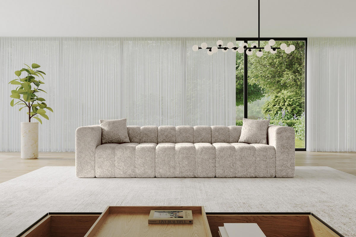 POHOVKA 3-MÍSTNÁ DONY-3 315x90x71 cm Béžová Žinylka - černá/šampaňská, kompozitní dřevo/textil (315/71/90cm) - ALTDECOR