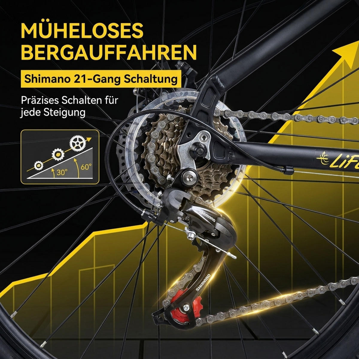 MOUNTAINBIKE 29 Zoll Schwarz – 21-Gang Schaltung - Hydraulische Scheibenbremsen — Hardtail-Rahmen aus Aluminiumlegierung - Schwarz, Metall (20cm) - Oxeza