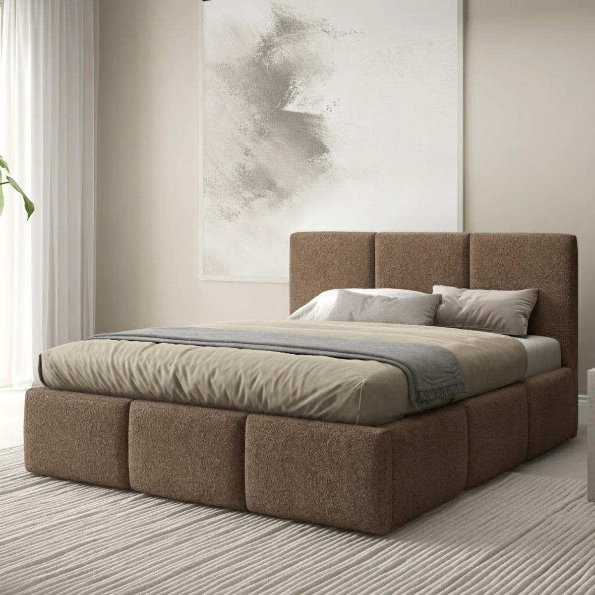 POLSTERBETT mit Stauraum 180x200 cm in Braun - Braun, Metall (180/200cm) - Home Collective