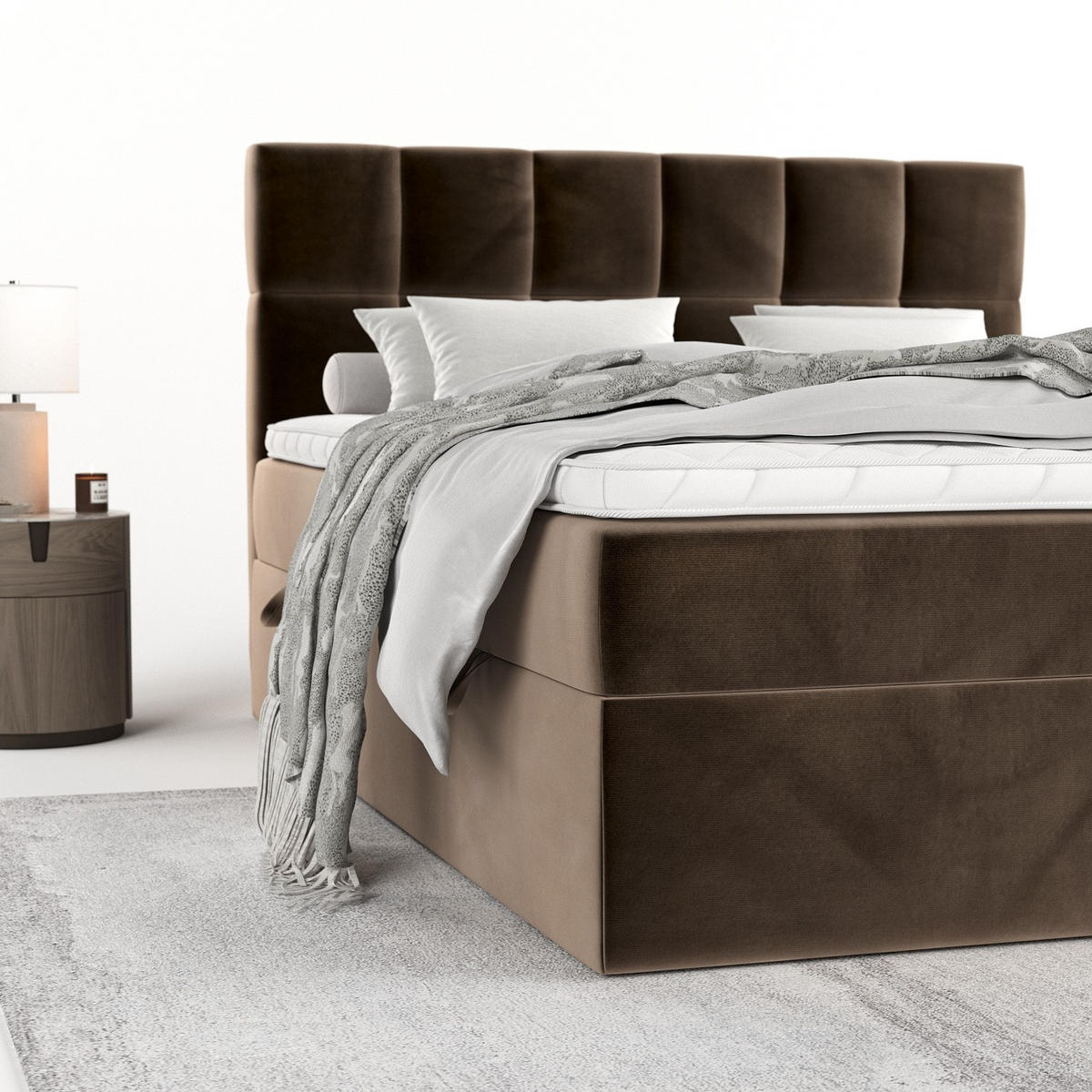 POSTEL BOXSPRING VARENO 160/200 Hnědá - černá/hnědá, kov/dřevo (160/200cm) - AltaBeds