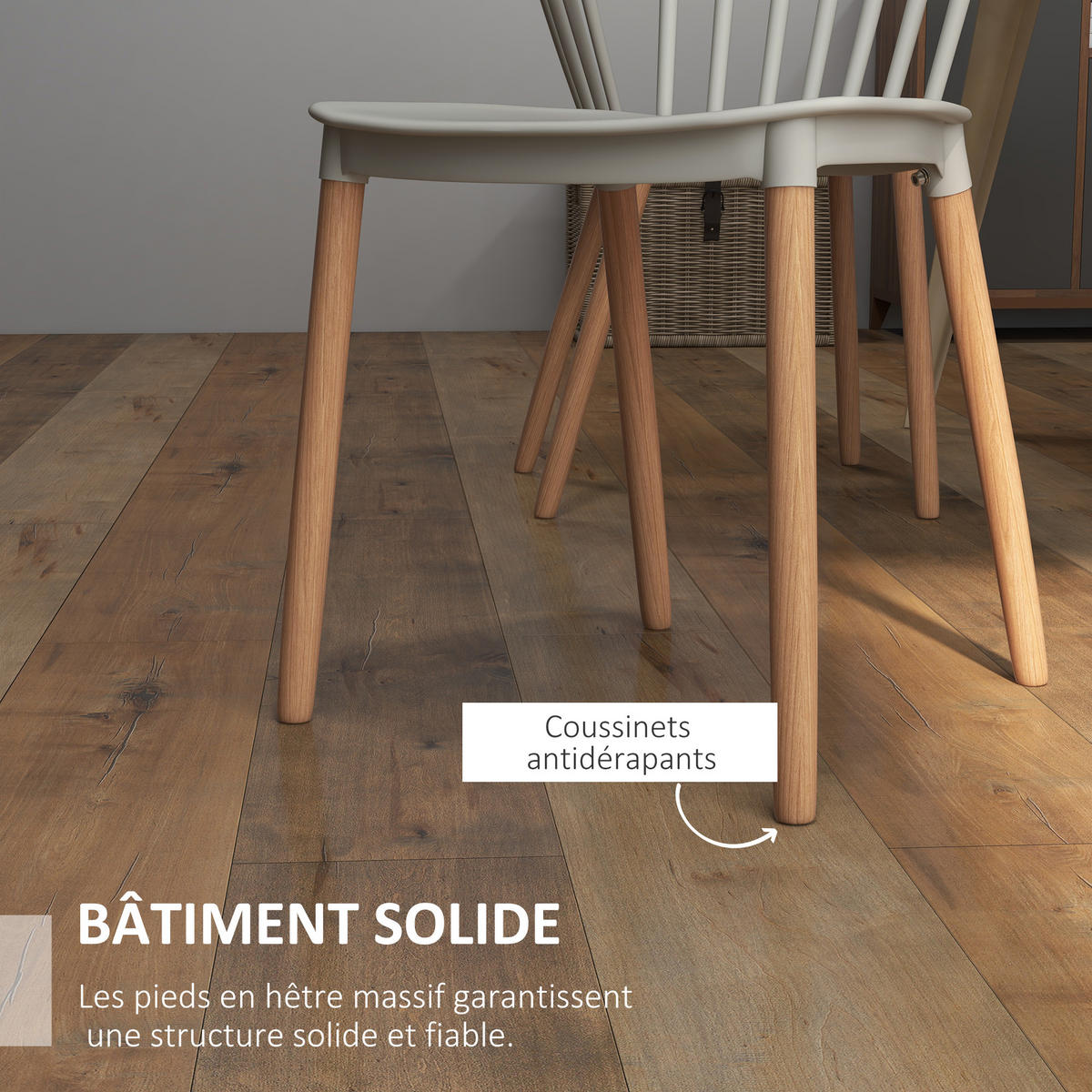 ESSZIMMERSTÜHLE 4er-Set DE-13215 Skandinavisch & hohe Rückenlehne Grau - Grau, Kunststoff (52.5/83/48cm) - ComfortXL