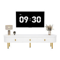TV ormarić 174/35/41 cm bijeli i zlatni od MDF-a s 3 ladice i zaobljenim rubovima - bijela, drvni materijal (174/41/35cm) - OKWISH