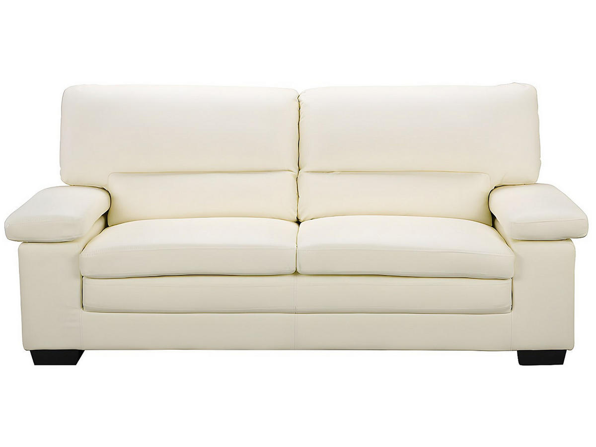 COUCHGARNITUR mit Sessel - 6 Personen - leder - elfenbeinfarben Mimas - Weiß, Leder (162/97/89cm) - Vente-Unique