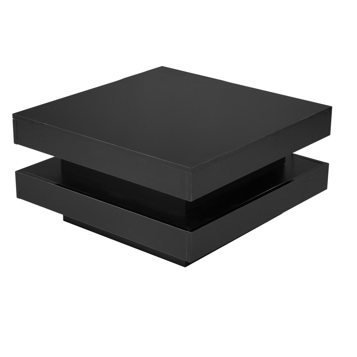 COUCHTISCH Schwarz 70/70/36 cm mit LED-Beleuchtung - Schwarz, Holzwerkstoff (70/70/36cm) - PANGIVO
