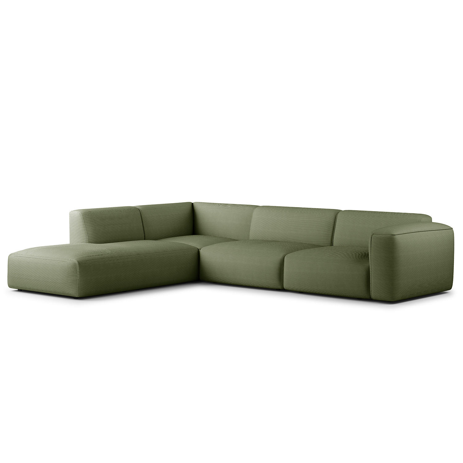 3-SITZER ECKSOFA mit Recamiere - Dunkelgrün/Schwarz, Textil (295/231cm) - home24