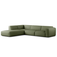 3-SITZER ECKSOFA mit Recamiere - Dunkelgrün/Schwarz, Textil (295/231cm) - home24
