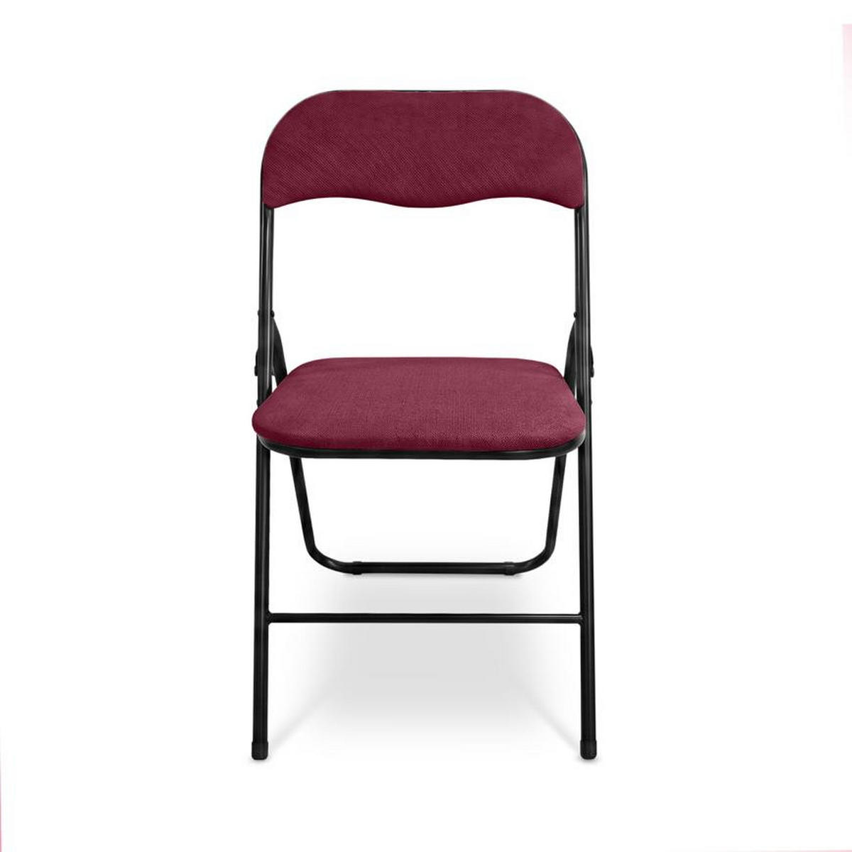 KLAPPSTÜHLE 6er-Set gepolstert, schwarzer Stoff und schwarze Metallbeine - Greta - Bordeaux/Schwarz, Textil/Metall (44/78/46cm) - Sicaan