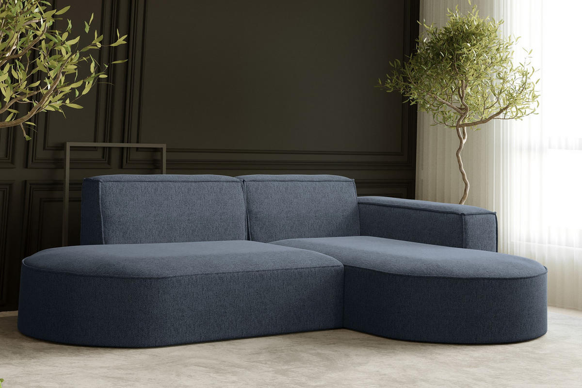 ECKSOFA MODENA L STUDIO Stoff Verita Marineblau Rechts - Dunkelblau, Holz (236/165cm) - Kaiser Möbel