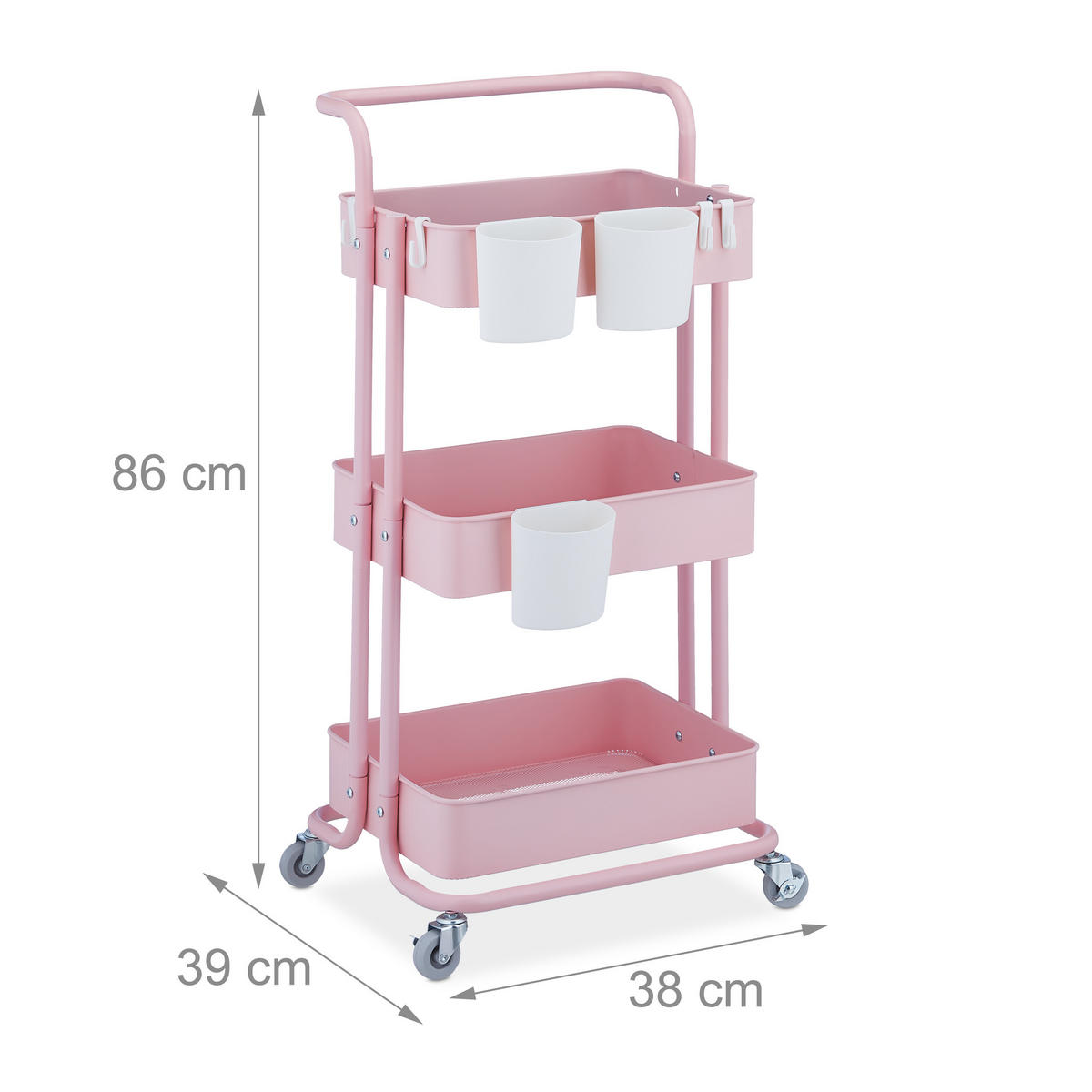 ROLLWAGEN - Rosa, Kunststoff/Textil (38/86/39cm) - Relaxdays