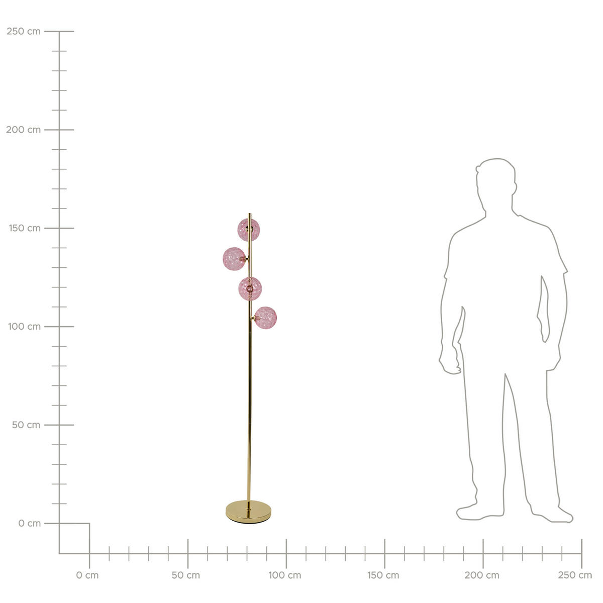 STEHLAMPE Rosa Anadyr - Pink/Goldfarben, Metall (24/24/157cm) - Beliani