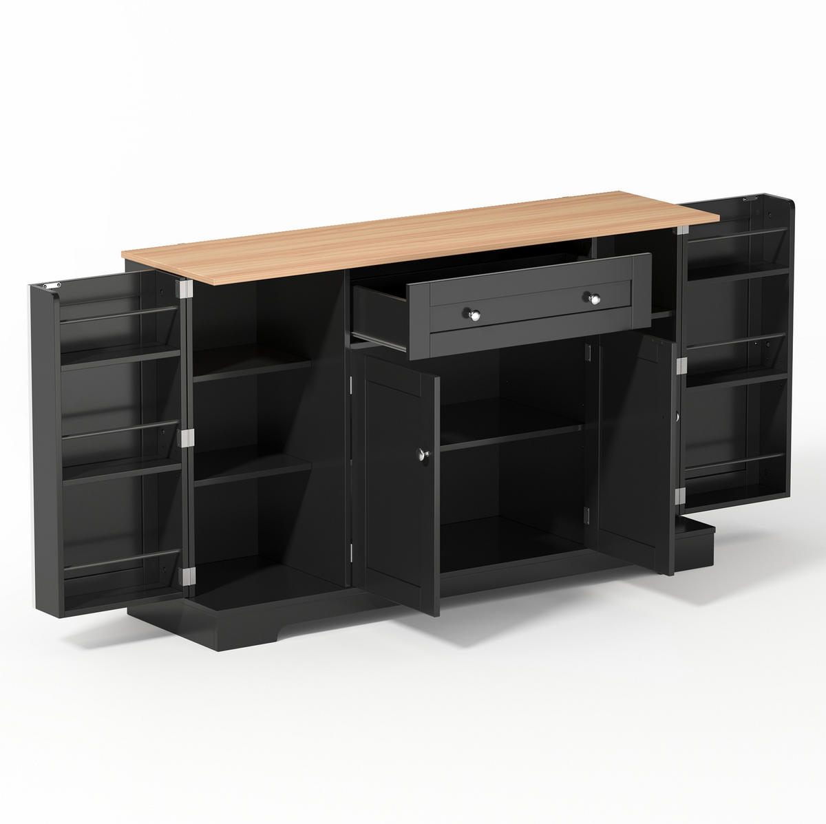 SIDEBOARD 138 cm Schwarz aus MDF mit verstellbaren Einlegeböden - Schwarz, Holzwerkstoff (40/85/138cm) - OKMYHOME