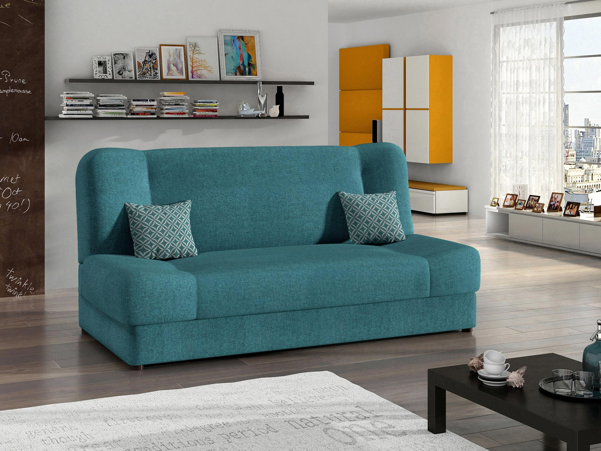 SCHLAFSOFA Jonas - Türkis, Holz/Textil (195/86/87cm)