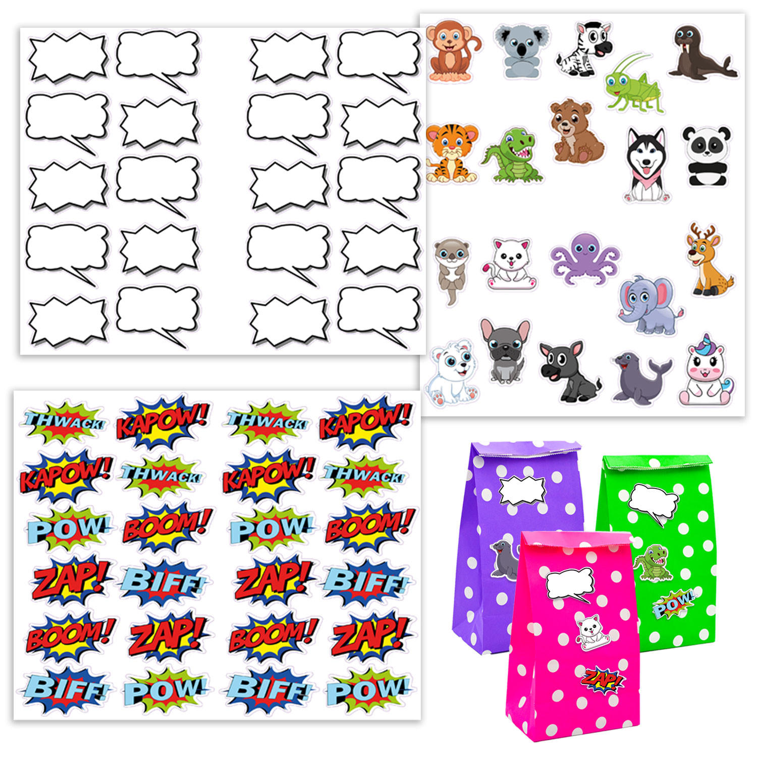 GEBURTSTAGSTÜTEN-STICKER 64 Stück für Kindergeburtstag - Multicolor, Papier (16/1/23cm) - Dunedesign