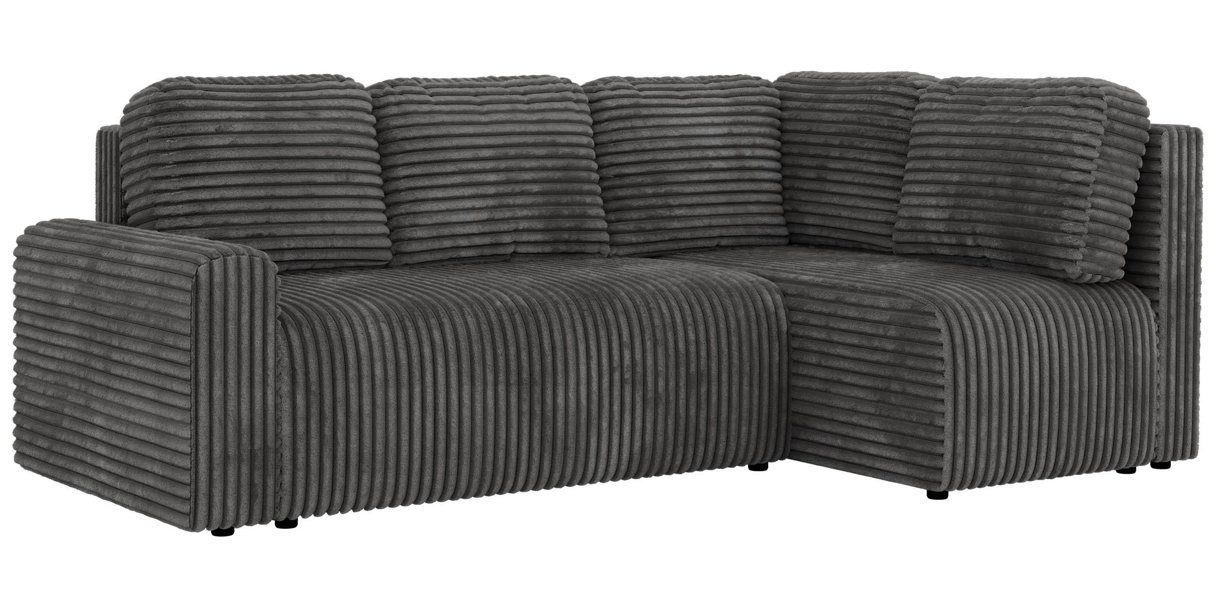 ROHOVÁ SEDAČKA NESSARO COR L - Šedá Manšestr - Pravá - šedá/černá, textil/plast (240/151cm) - MKS