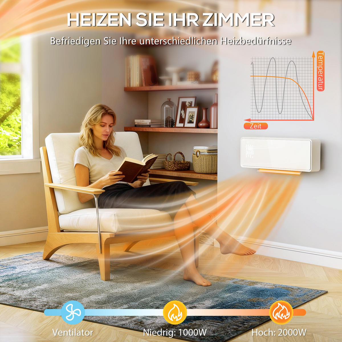 WANDHEIZGERÄT ABS PA Weiß - Weiß, Kunststoff (18.7/12.3/54cm) - HOMCOM