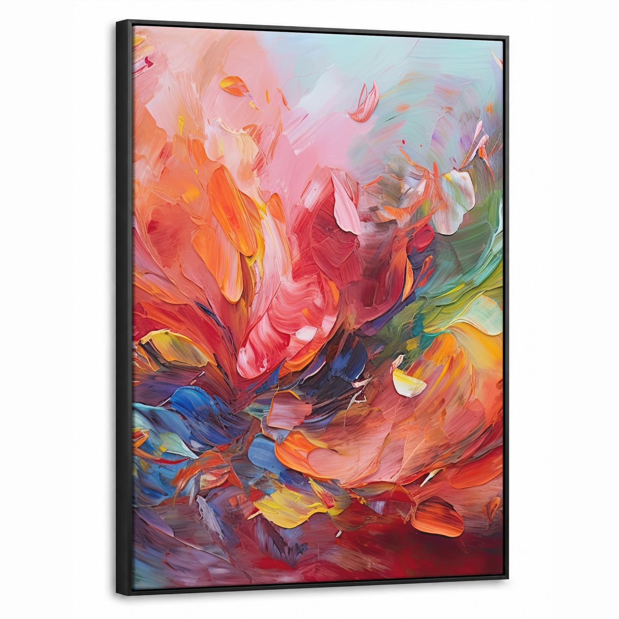 LEINWAND Bilder mit Rahmen - Ölgemälde - Kunst - Abstrakt - Farbenfroh - 50x70 - Altrosa, Textil (50/70cm) - MuchoWow