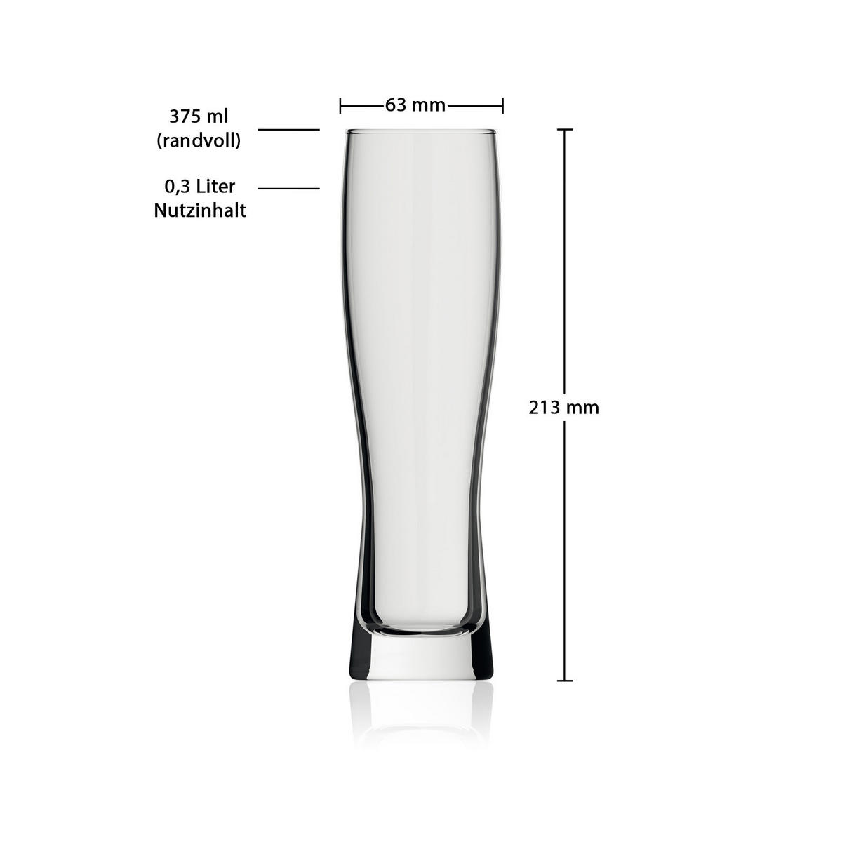 WEIZENBIERGLÄSER Monaco Slim transparent 0,3 l 6er Set - Transparent, Glas (0.3L) - Rastal