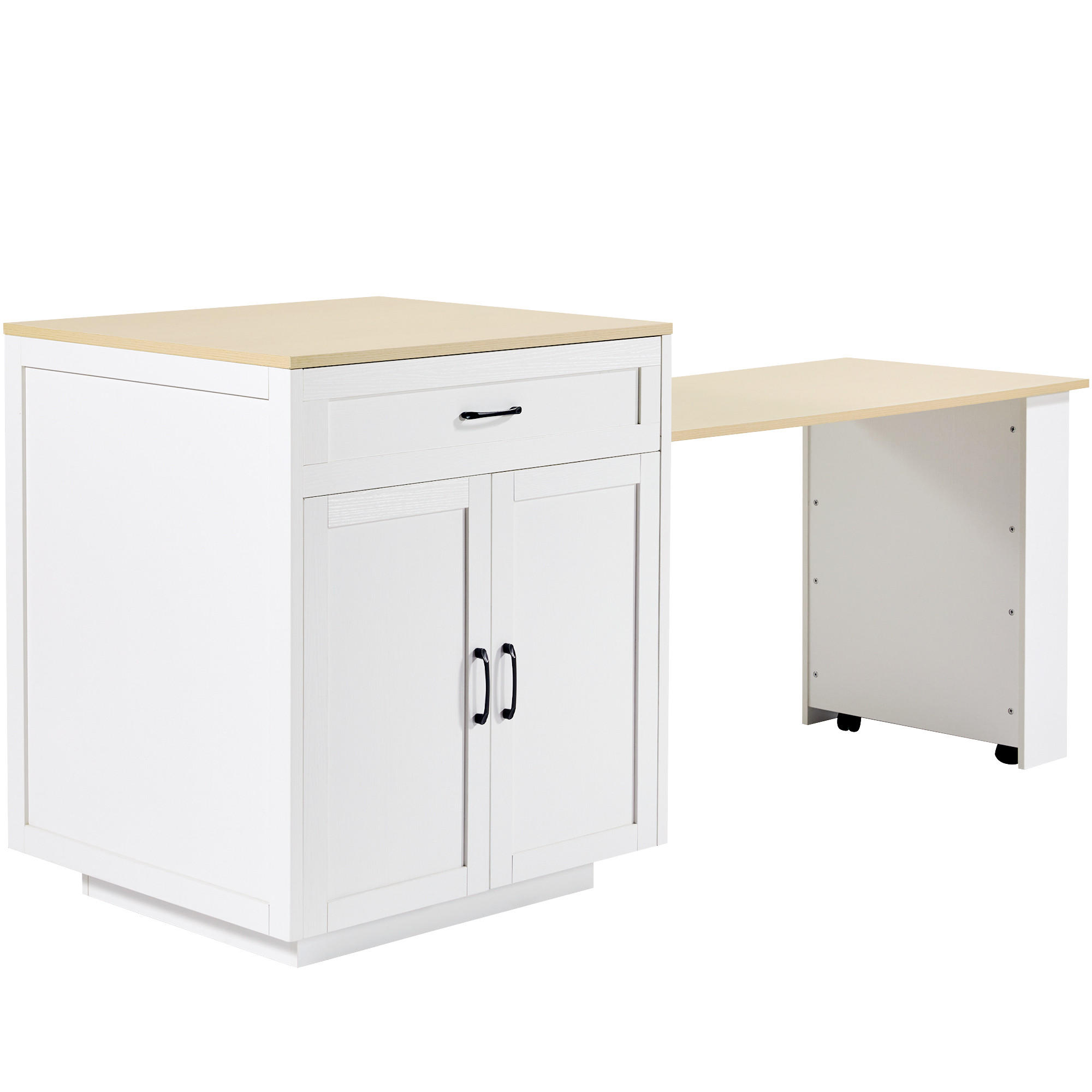 STEHTISCH AUSZIEHBAR Stauraum 2 Schubladen 2 Fächer Weiß - Weiß, Holzwerkstoff (133/93.5/70cm) - FLIEKS