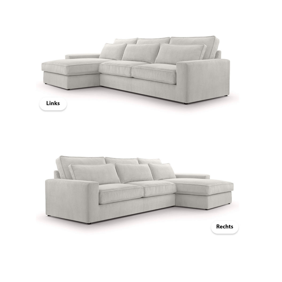 ECKSOFA 4 Sitzer Medan Mini, Hellgrau - Hellgrau, Textil (276/176cm) - Fedve