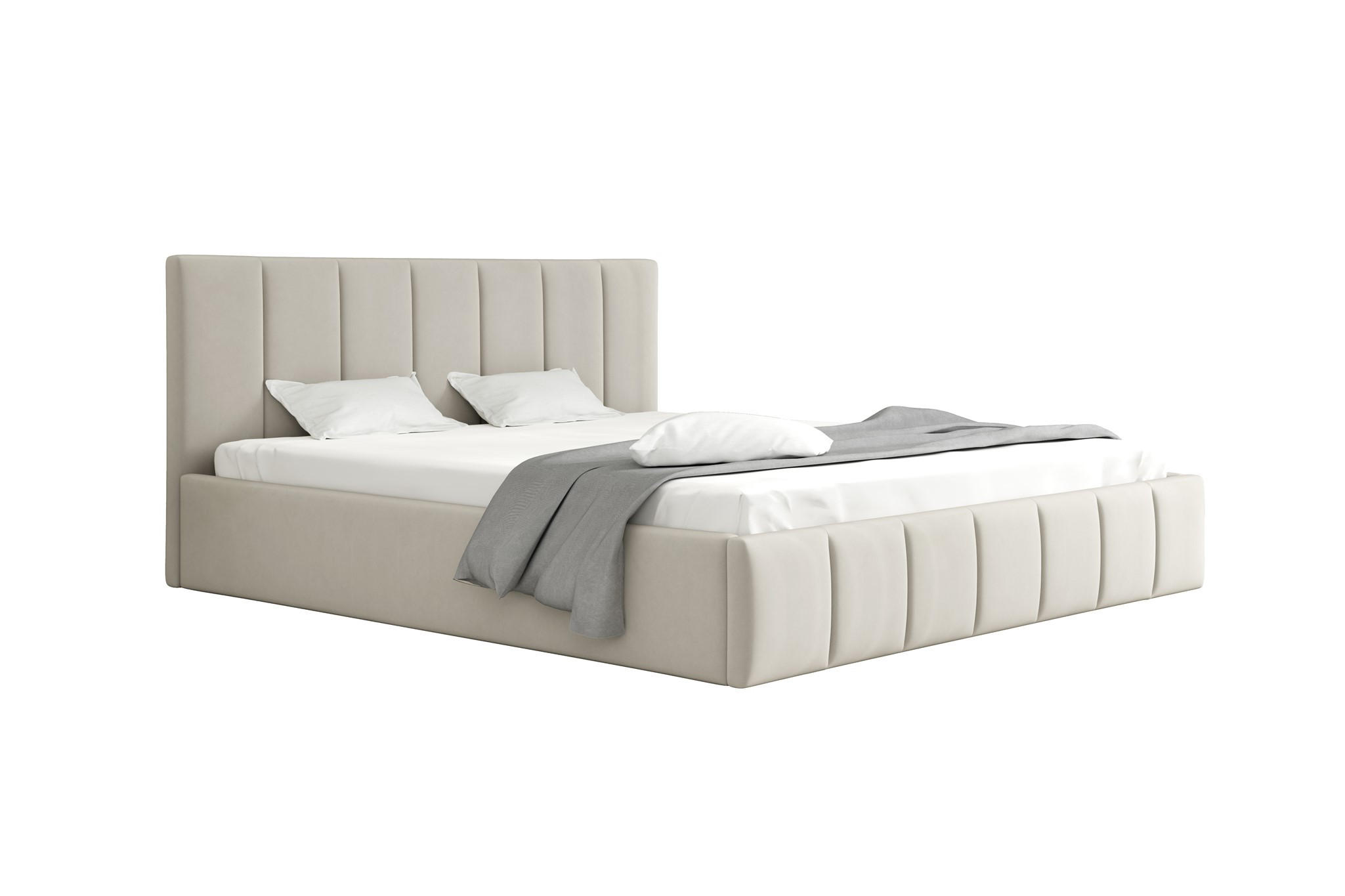 POLSTERBETT Detroit Komplettset - Beige, Holzwerkstoff/Textil (120/200cm) - Fun Möbel